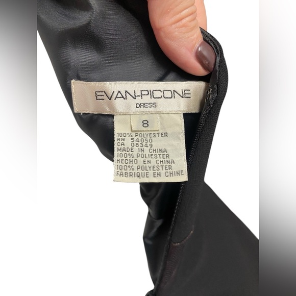 Evan Picone Chiffon Mesh Black Midi Dress Size 8 Cocktail Whimsigoth Beaded - Picture 9 of 12